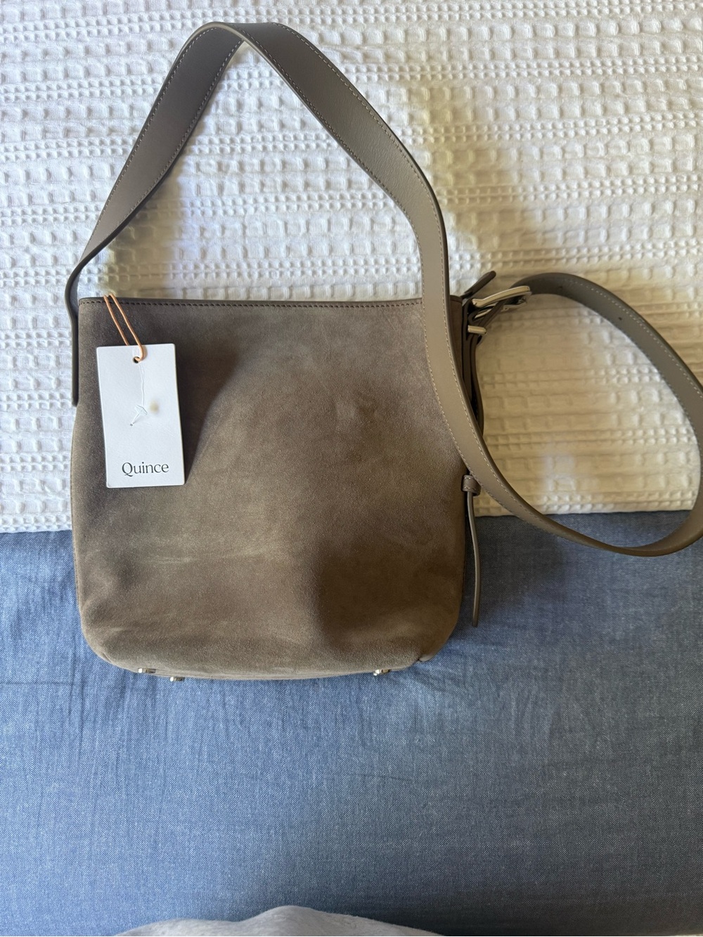 Quince Taupe Suede Bag